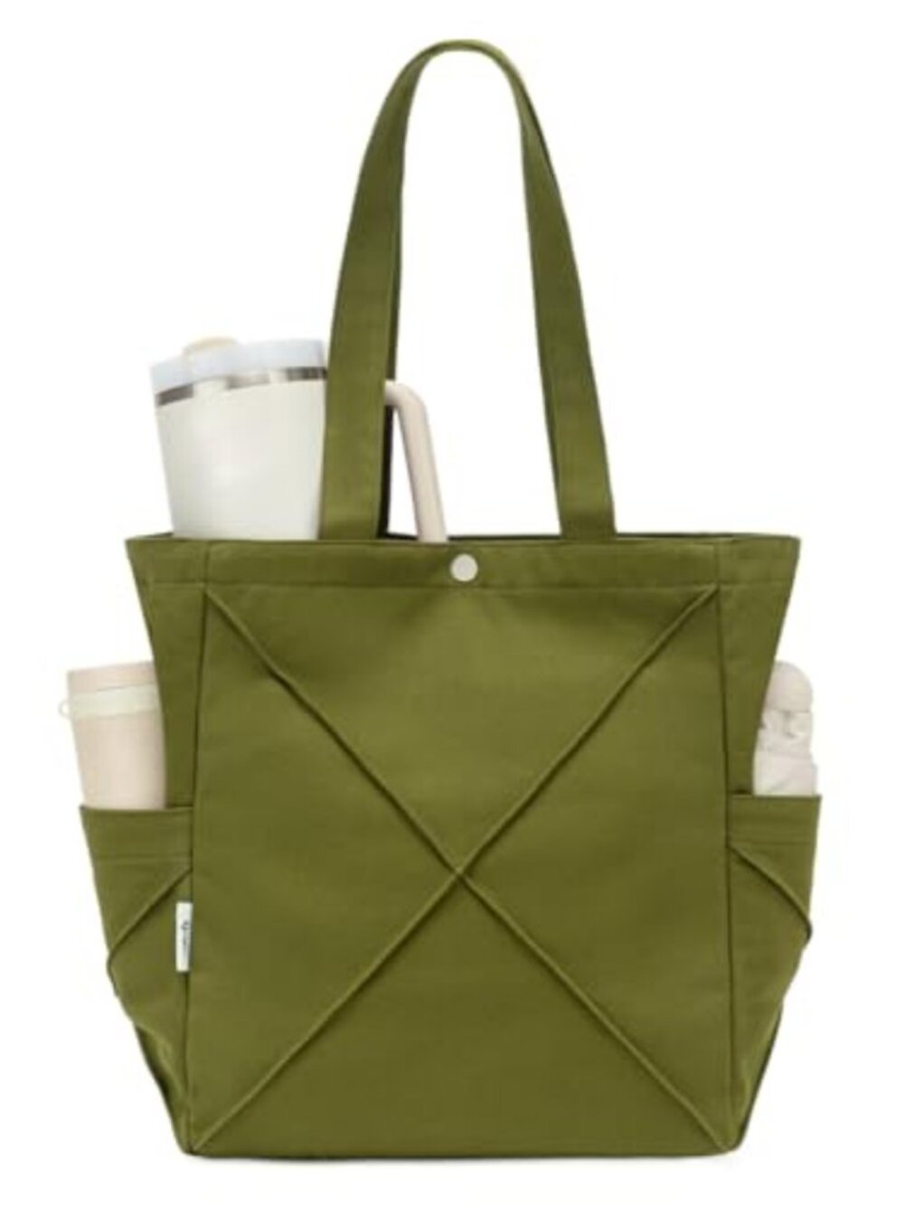 Canvas Large Tote Bag for Women, Shoulder Bag with Side & Inner Pockets,